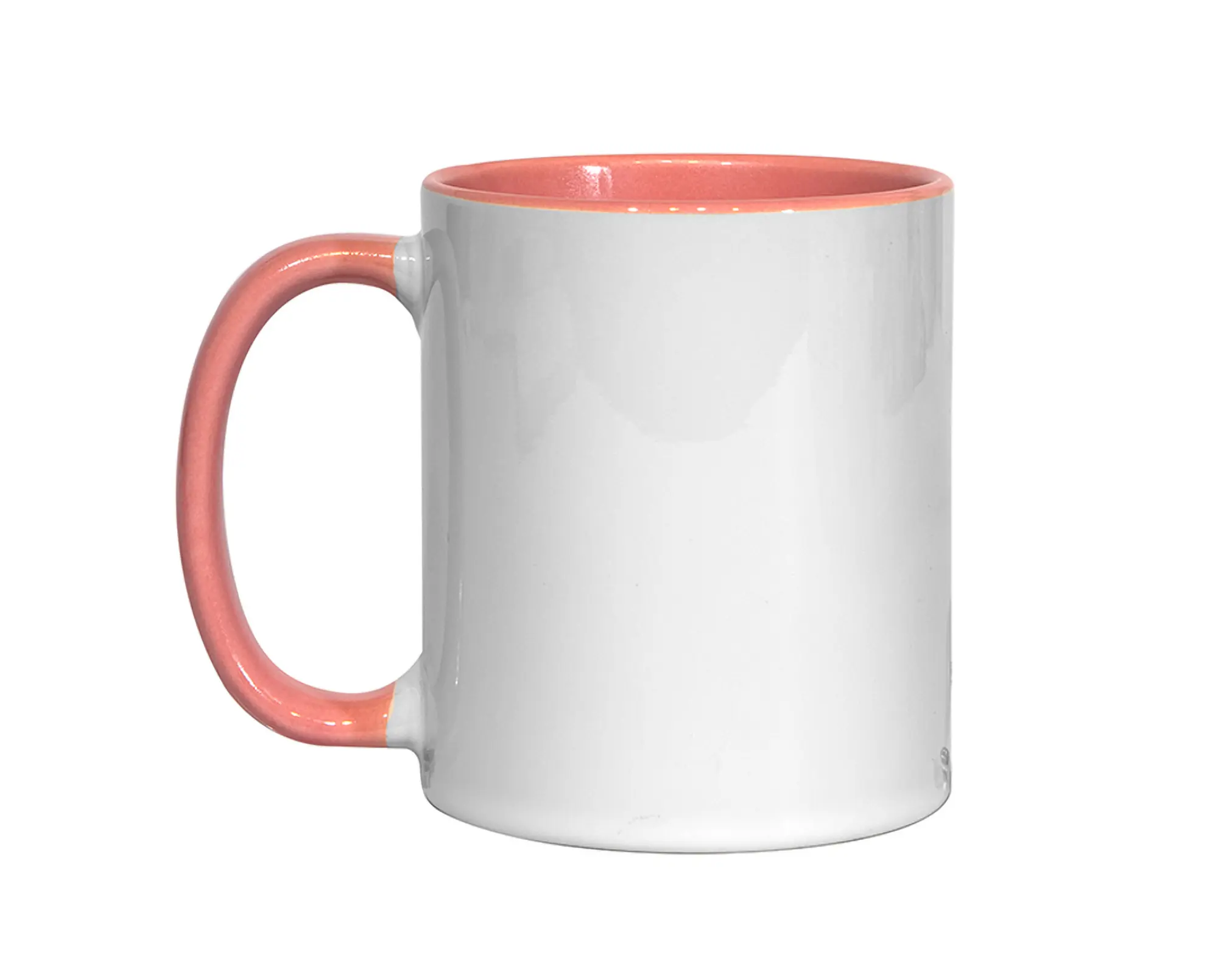 11oz Pink Coloured Handle and Inner Ceramic Mug